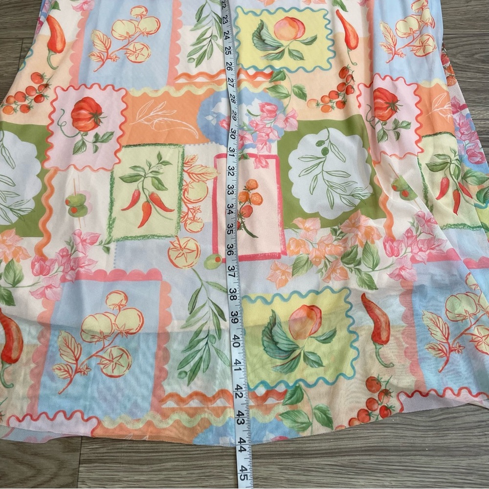 See You Monday Pastel Vegetable Floral Print Strapless Maxi Dress - Picture 9 of 11